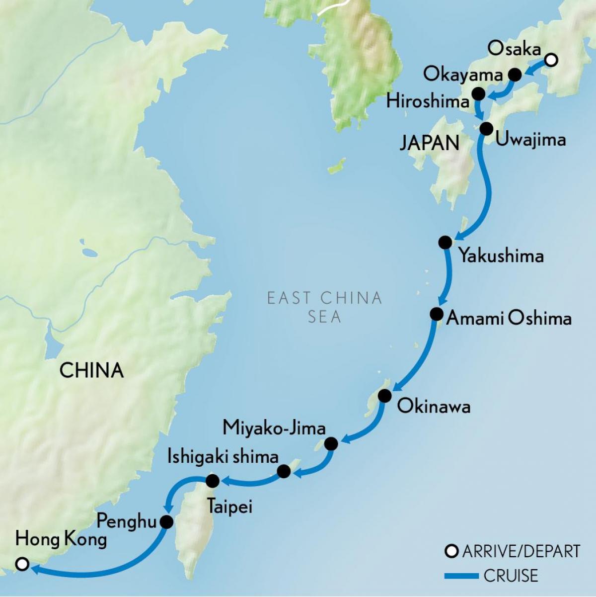 карта Гонконгу та Японії