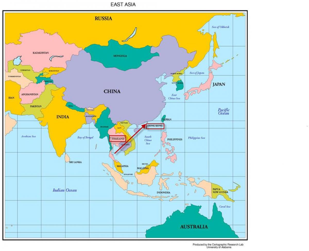 Гонконг на карті Азії