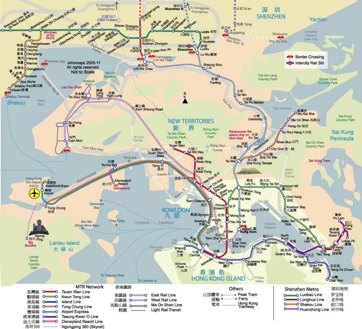 карта Гонконгу транзит