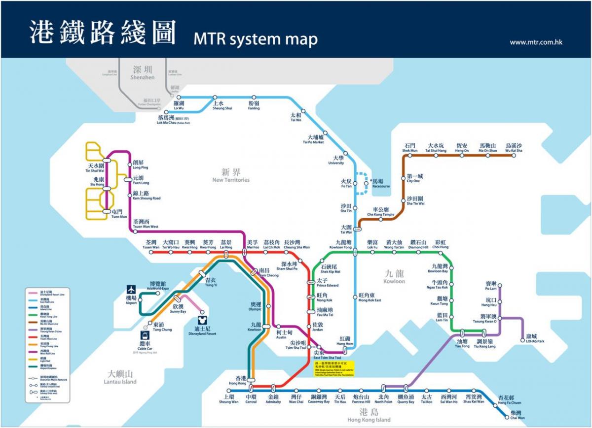 Гонконг карта метро Гонконгу