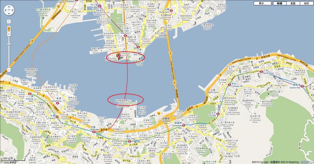 карта гавань Вікторія Гонконг