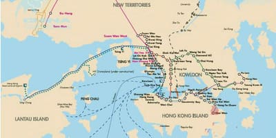 Поромні переправи в Гонконзі карті