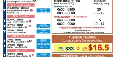 Гонконг А21 карта автобусних маршрутів